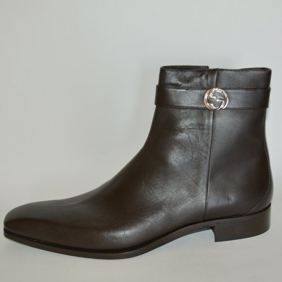 NIB GUCCI ANKLE INTERLOCKING GG LEATHER BOOTS - Picture 8 of 10